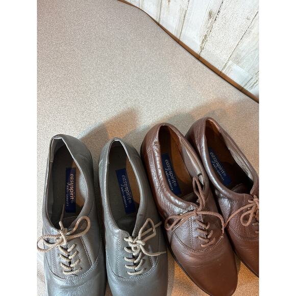 2 pair Womens Easy Spirit Lace‎ up Oxfords Gray and Brown - Picture 11 of 11